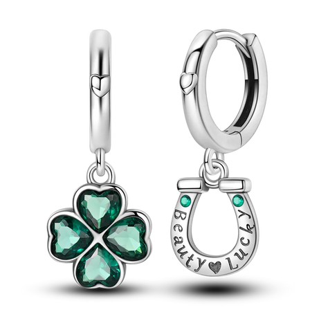Sterling Silver Clover Butterfly Hoop Earrings Jewelry