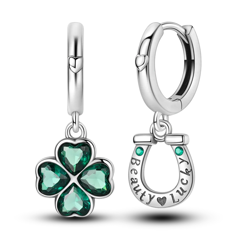 925 Sterling Silver Four Leaf Clover Butterfly Hoop Earrings for Women Boho Luxury Versatile Dangle Drop Party Jewelry