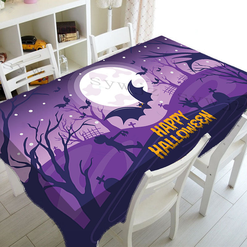 Halloween Rectangle Table Cloth, Halloween Castle Ghost Washable Ron Tablecloth for Family Dinner Party Outdoor Picnic Mats - Charlie Dolly