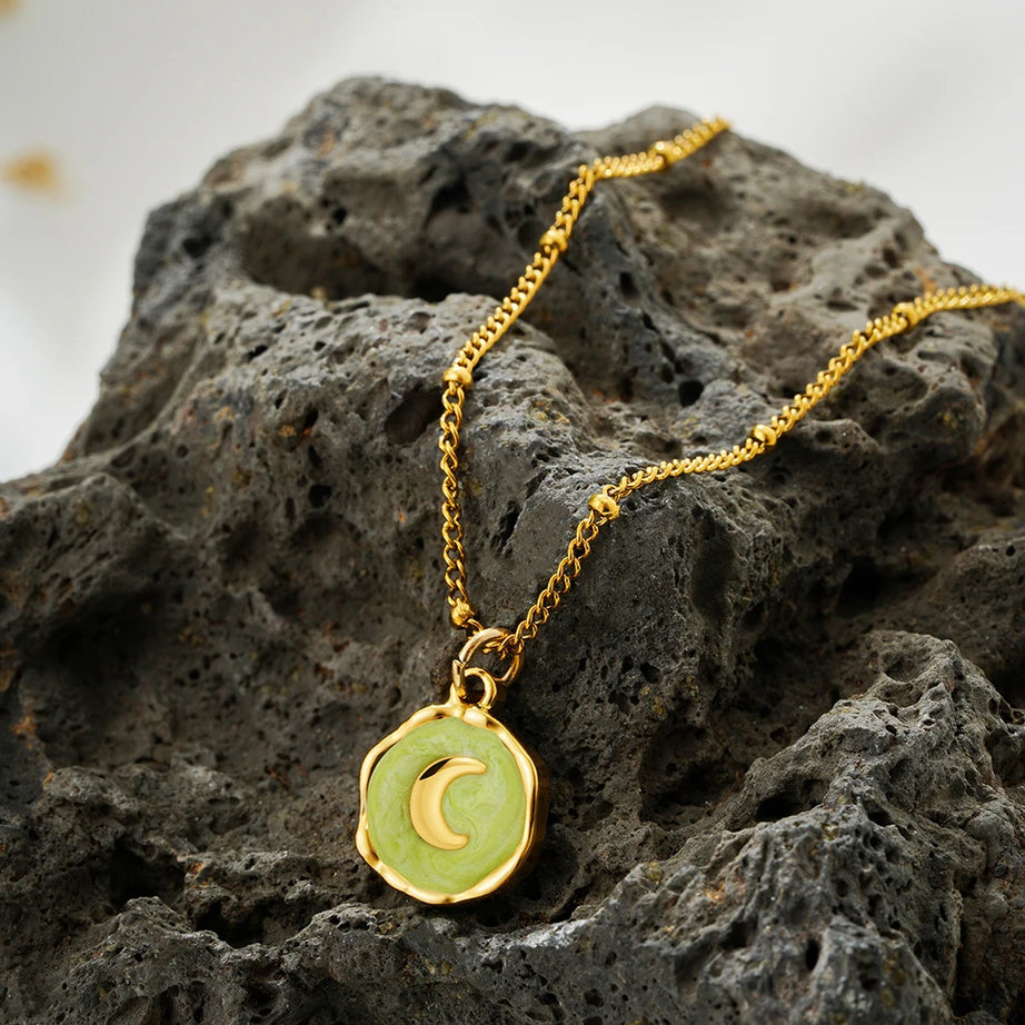 Punk Opal, Cross and Heart Enamel Pendant Choker