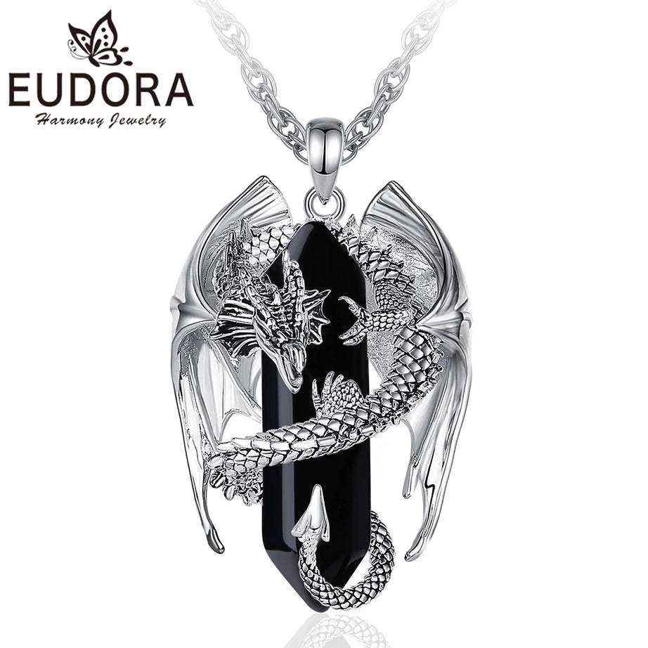 Dragon Obsidian Hexagonal Prism Necklace
