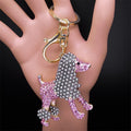 Rhinestone Poodle Dog Key Chain Metal Animal Puppy Key Ring Holder Bag Charm Car Gifts Backpack Keychain Accessories Jewelry - Charlie Dolly
