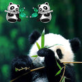 Cute Panda Bamboo Green Crystal Stud Earrings Fashion Women's Animal Earrings Exquisite Birthday Party Jewelry Lovely Girls Gift - Charlie Dolly