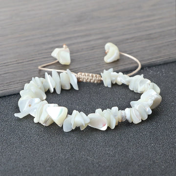 New Irregular Shape Freshwater Shell Beads Bracelet Handmade Adjustable Mother of Pearl Bangles Chain Jewelry Boho Pulsera Gift