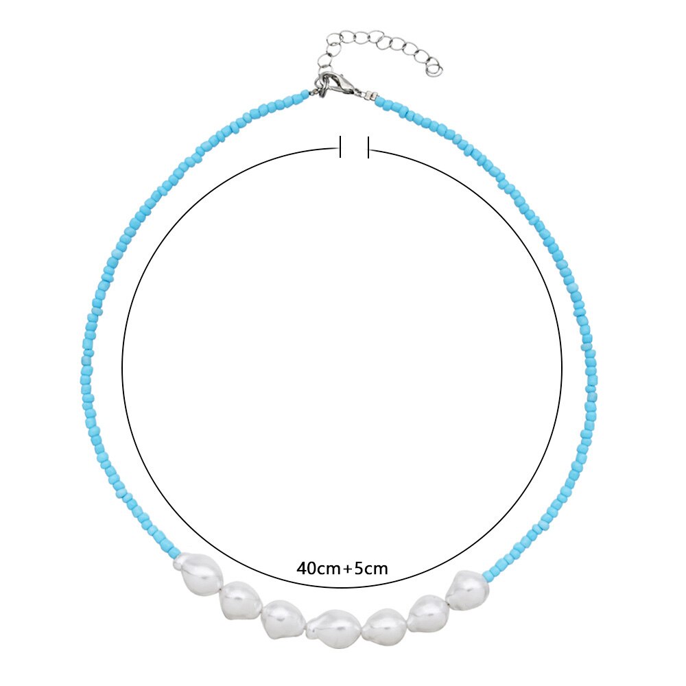Handmade Beaded Shell Pendant Necklace Pearl Flower Clavicle Chain Vintage Turquoise Choker Necklace Jewelry for Women Gifts - Charlie Dolly