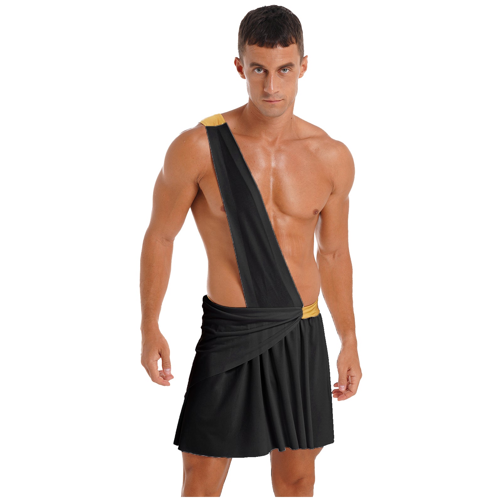 Men's  Ancient Greek God Halloween Party Costume Cosplay One Shoulder Strap Skirts Knight Warrior Theatrical Performance Outfit - Charlie Dolly