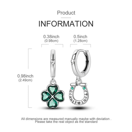 Sterling Silver Clover Butterfly Hoop Earrings Jewelry