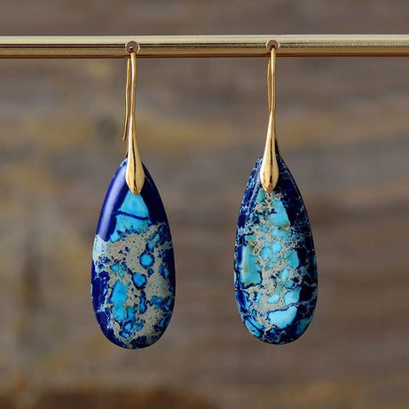 Natural Stone Geometric Pendant Earrings