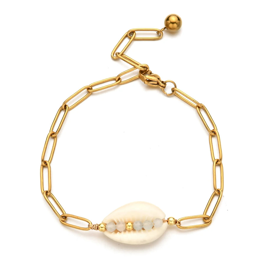 Boho Chain Shell Charm Bracelet