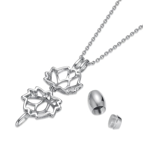 Lotus Flower Cremation Ashes Keepsake Urn Pendant Necklace, Memorial Ash Jewelry