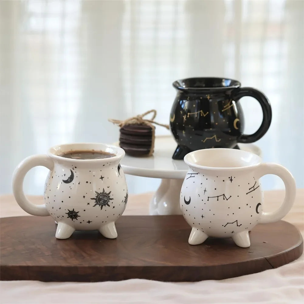 1pc Sun and Moon Coffee Mug Witch Brew Shaped Ceramic Coffee Cup Water Cups Ideal for Halloween Easter and Party Drinkware Gifts - Charlie Dolly