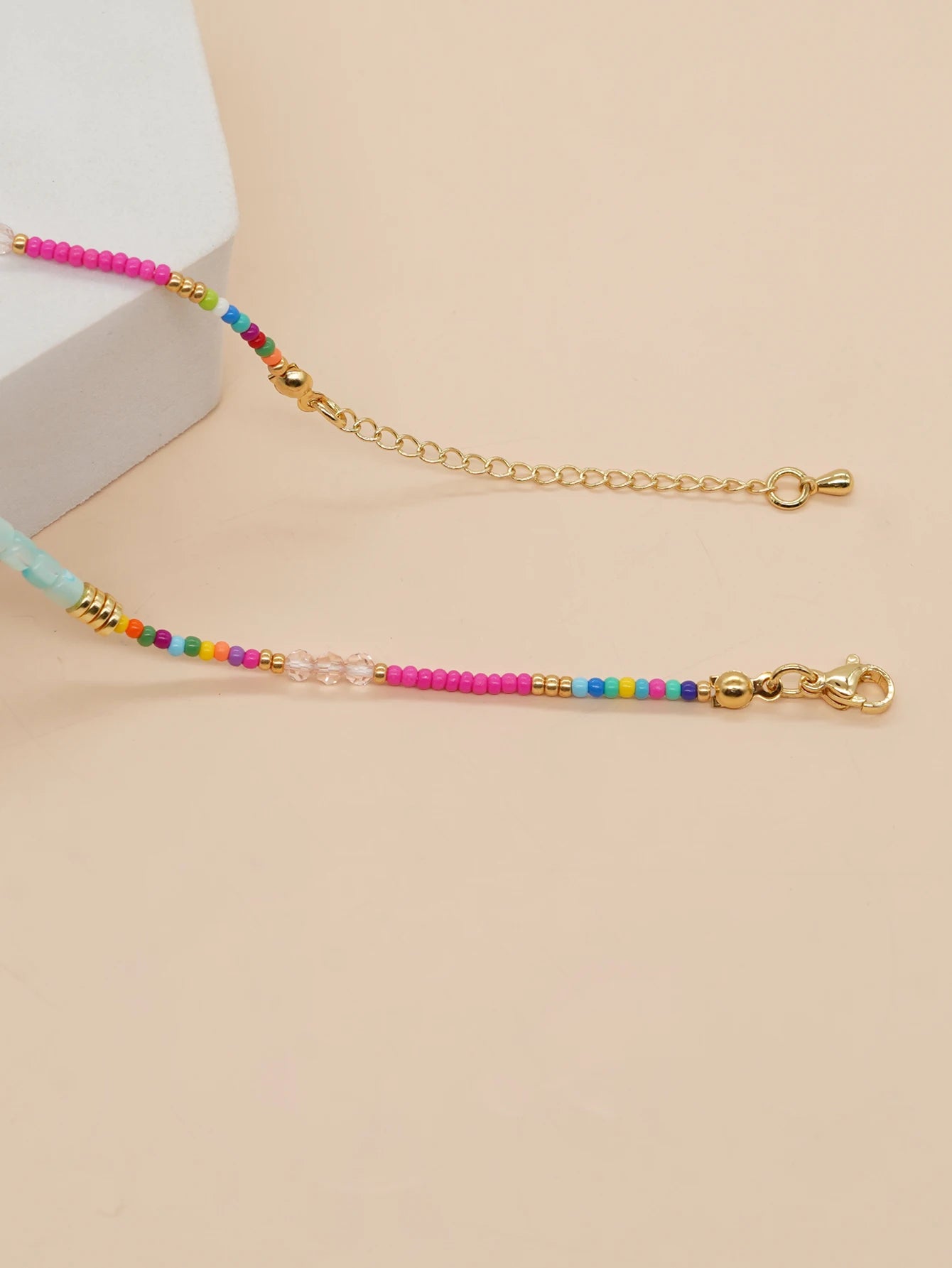 Go2boho Boho Beaded Necklaces For Women Rainbow Colorful Summer Bohemian Mixed Bead Crystal Necklaces Choker Beach Jewelry