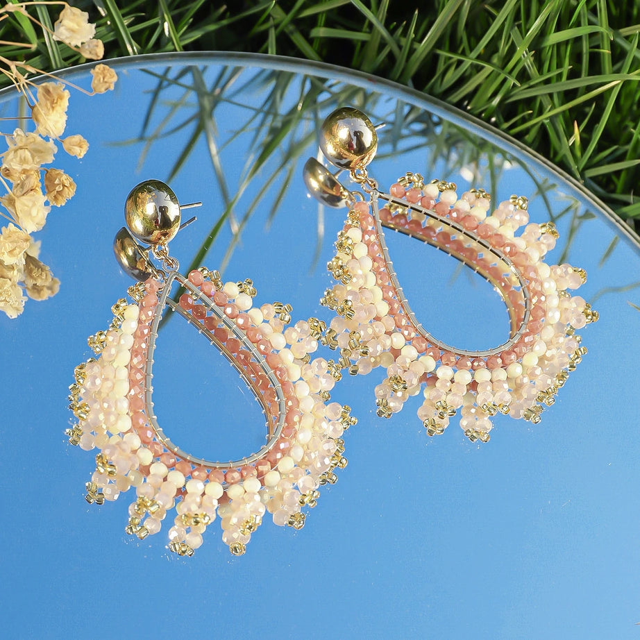 Crystal Bead Waterdrop Statement Earrings Jewelry