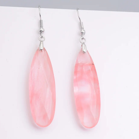 Silver Plated Long Water Drop Section Lapis Lazuli Pink Quartz Stone Hook Drop Earrings Elegant Women's Earring Fashion Jewelry - Charlie Dolly