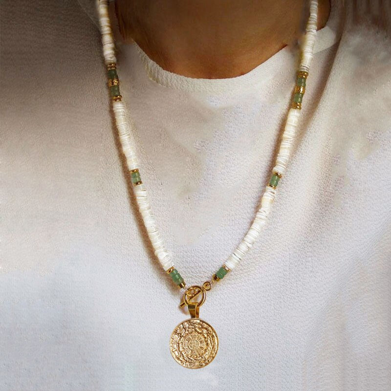 Retro Classic Natural Shell Blue Turquoise Mix and Match Necklace 2022 Summer Trendy Simple Beach Travel Vacation Neck Accessory - Charlie Dolly