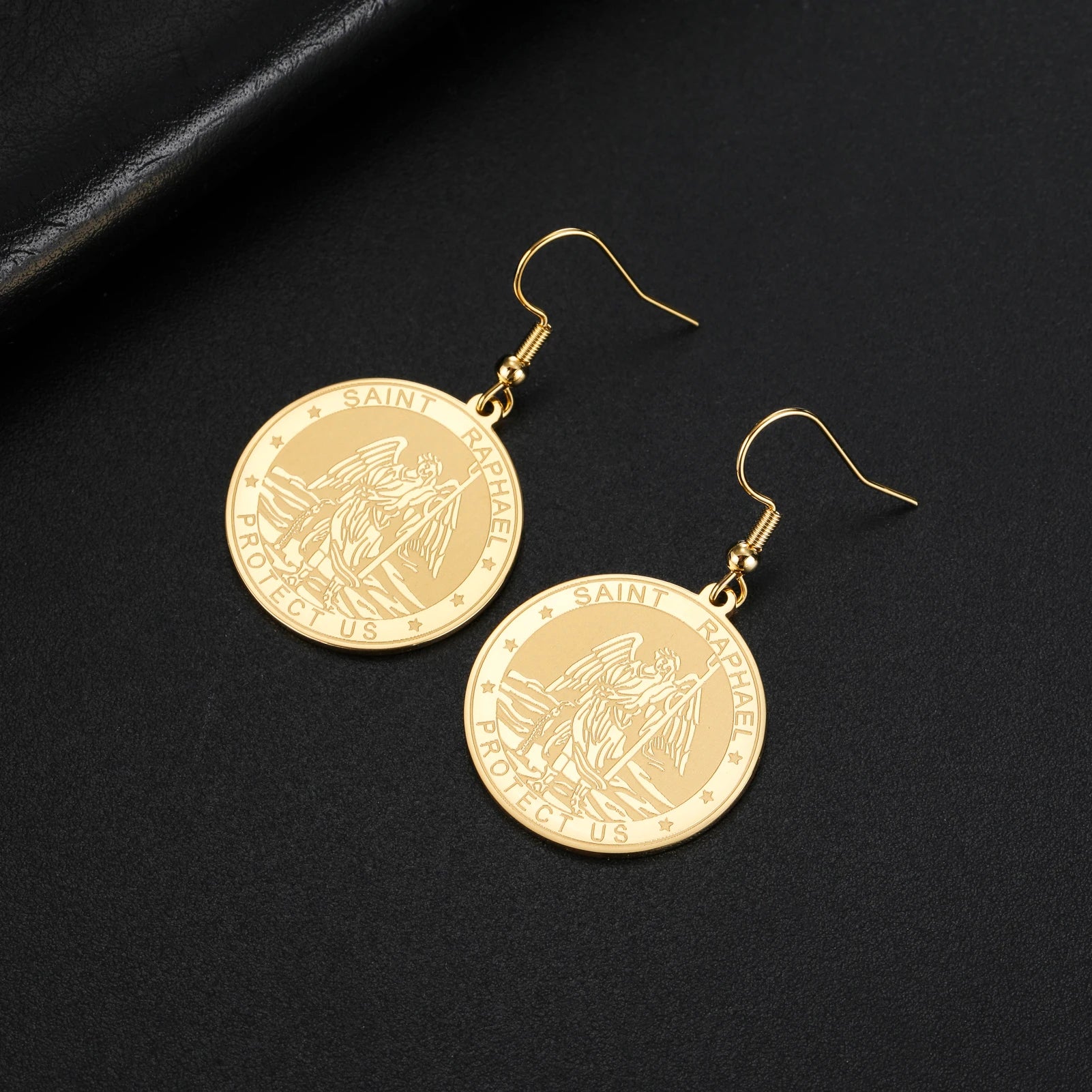 LIKGREAT Archangel Raphael Earrings for Women Spiritual Gift or Protection Healing Travel Safe Jewelry Stainless Steel Accessory