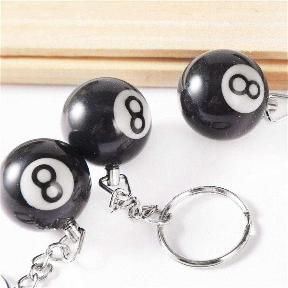 25mm Black No 8 Billiard Keychain Mini Ball Pendant Key Ring Resin Keyring Bar Table Decoration Jewelry Game Souvenir Gift - Charlie Dolly