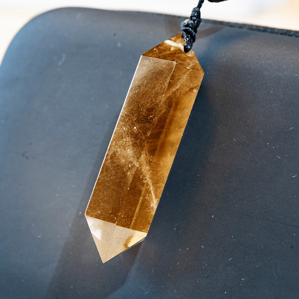 1PCS Natural Crystal Quartz Double Point Pendant Crystal Column Men and Women Pendant Aura Energy Healing Stone Necklace Gift - Charlie Dolly