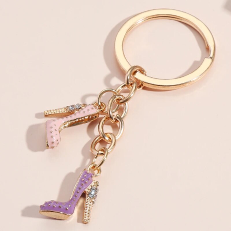 Cute Keychain Colorful High Heels Key chains Enamel Shoes Key Ring Friendship Gifts For Women Girls Handbag Accessorie Jewelry