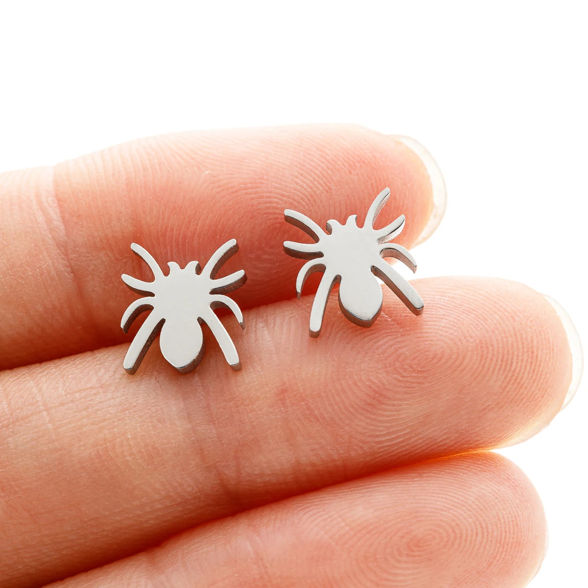Cartoon Spider And Web Stainless Steel Stud Earrings For Women Punk Black Animal Bat Piercing Earings Halloween Party Gifts - Charlie Dolly
