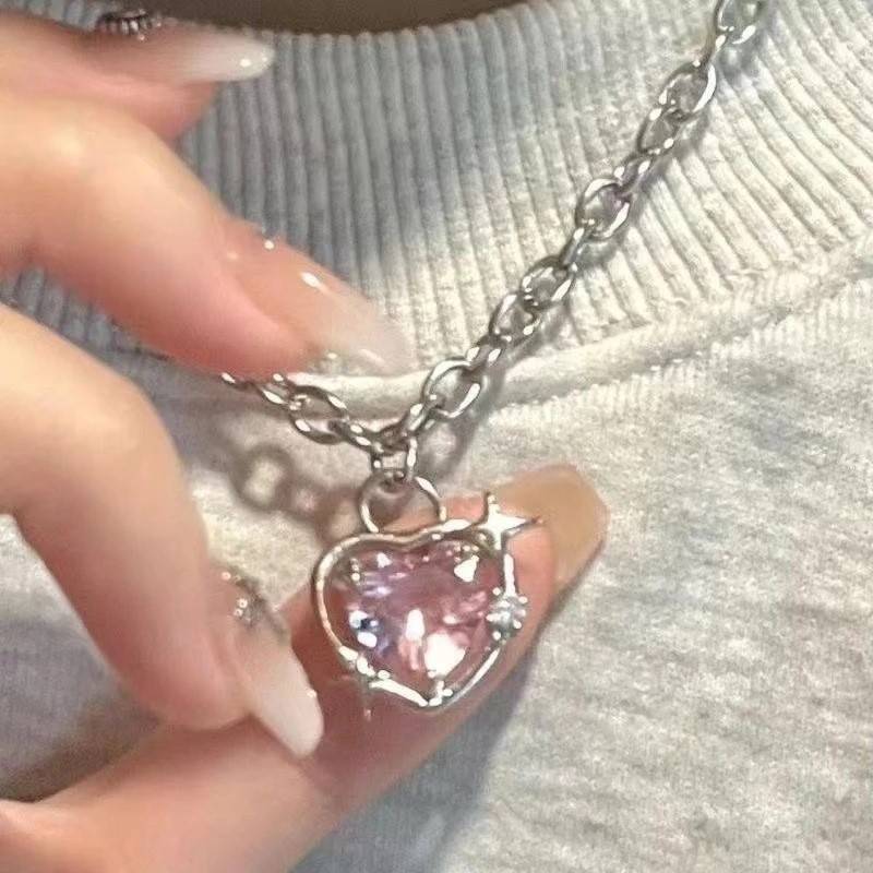 2022 Fashion Opal Heart Necklace Castle Necklace For Woman Girls Rose Quartz Barbie Necklace Jewelry Accessories Gift - Charlie Dolly