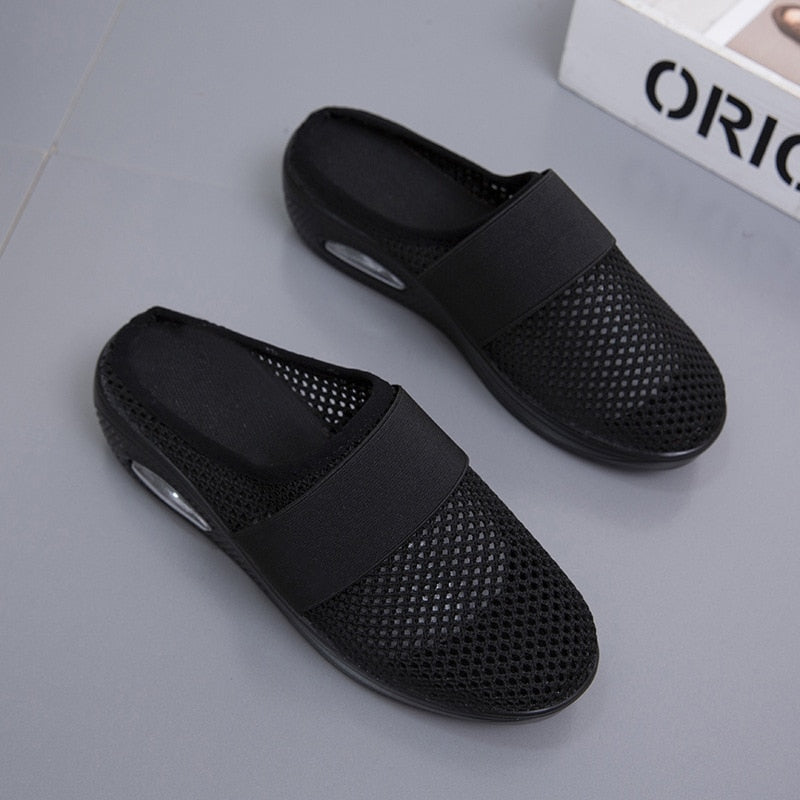 Air Cushion Slip-On Women Walking Shoes Orthopedic Diabetic Ladies Platform Mules Mesh Slippers Wedge Female Sneaker - Charlie Dolly