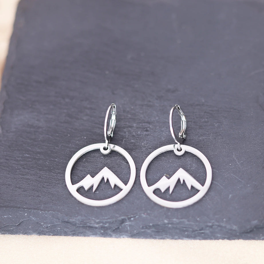 Snowy Mountain Stainless Steel Drop Earrings Jewelry