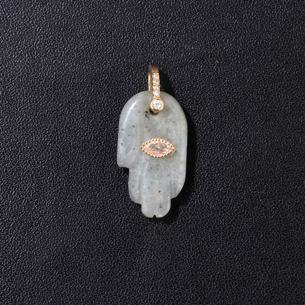 Lucky Natural Stone Fatima Hand Charms 1Pc Blue Lapis Lazuli Evil Eye Hand Pendant For Jewelry Making Earrings DIY Necklace