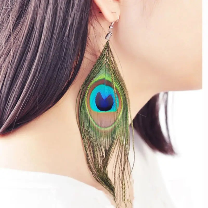 Unique Exaggerate Feather Earrings Creative Feathers Long Earrings Trendy Boho Big Earrings Jewelry Wholesale Custom Packaging