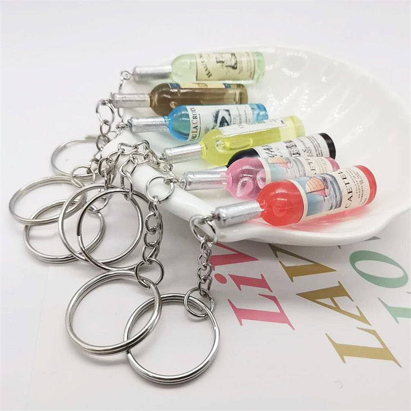 Simulation Resin Beer Wine Bottle Keychain for Women Men Fashion Car Bag Keyring Pendant Accessions Jewelry Gift Wholesale 2023 - Charlie Dolly