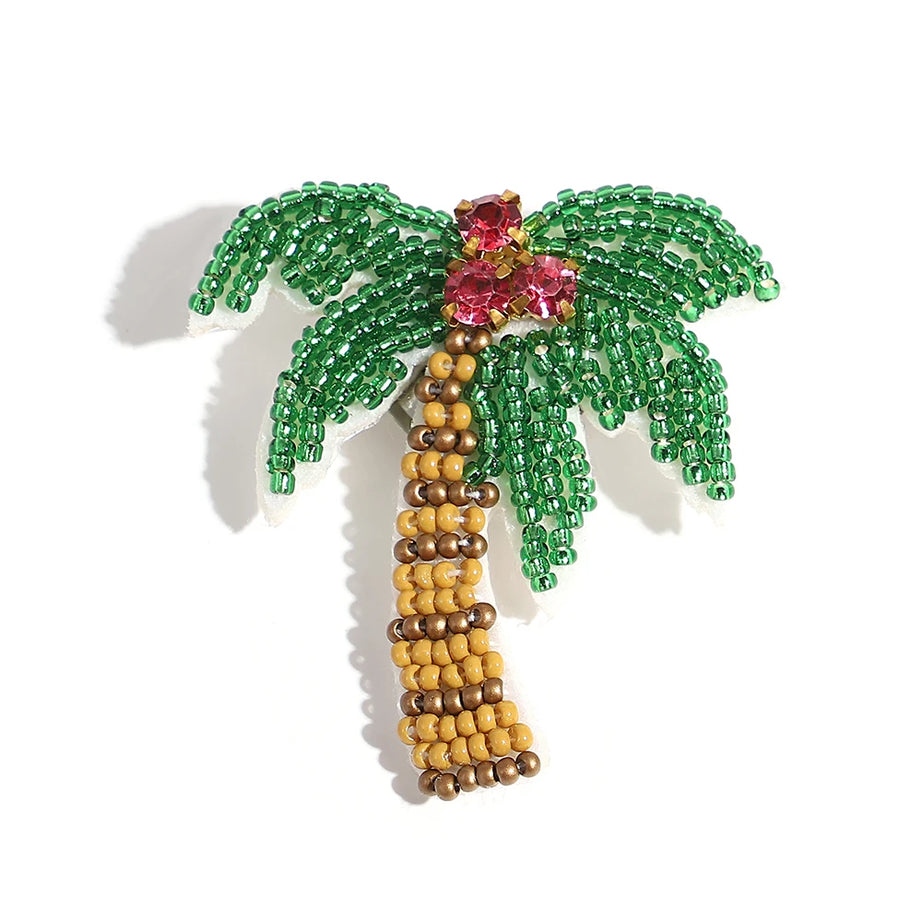 Boho Colorful Starfish, Lobster and Shell Beaded Brooch Pin