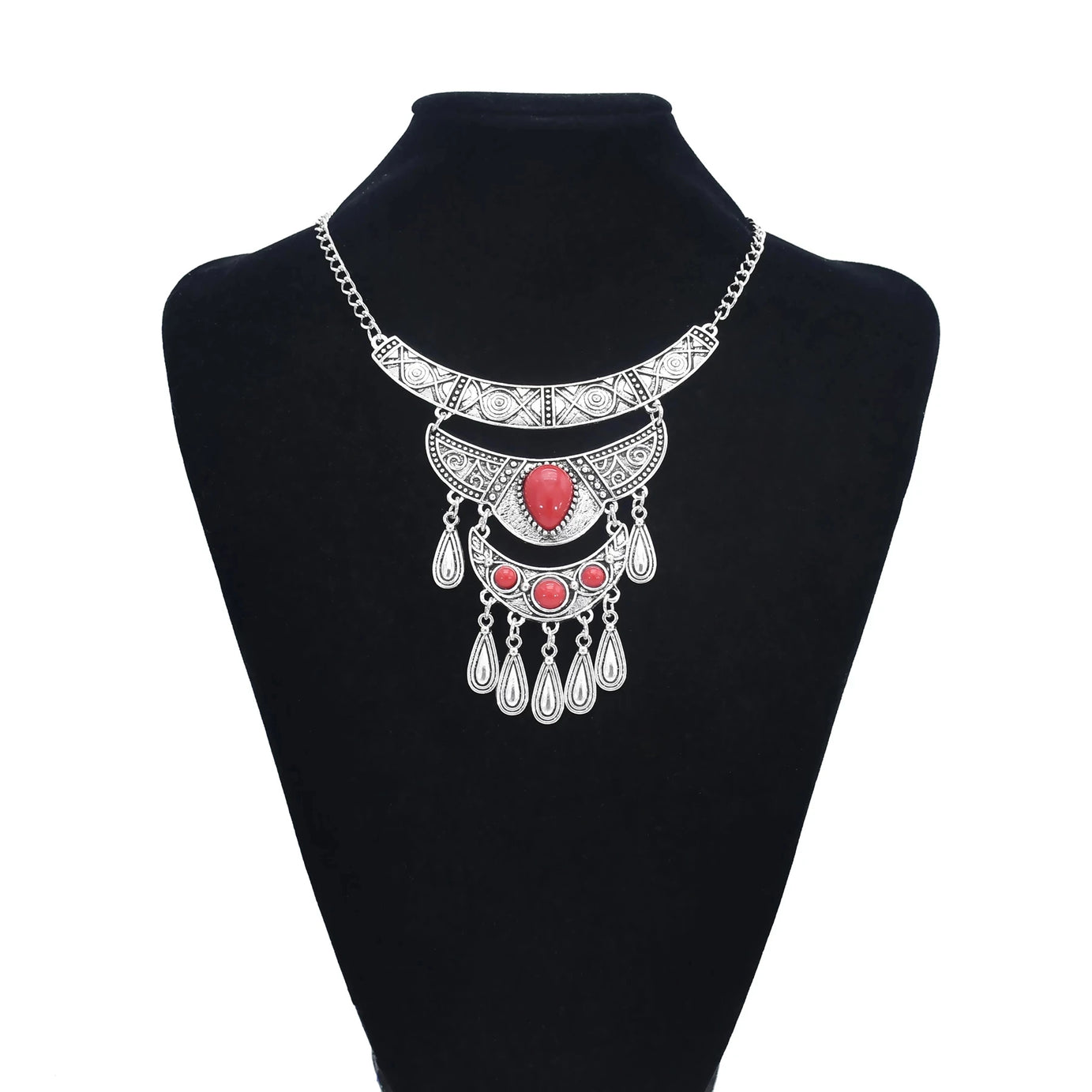 Turkish Coin Stone Tassel Bib Choker Necklace Jewelry