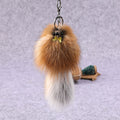 Cute Fluffy Bow-knot Fox Ball Key Chain Rings Pompom Real Fox Fur Charm Keychain Car Bag Key Ring Women Jewelry - Charlie Dolly