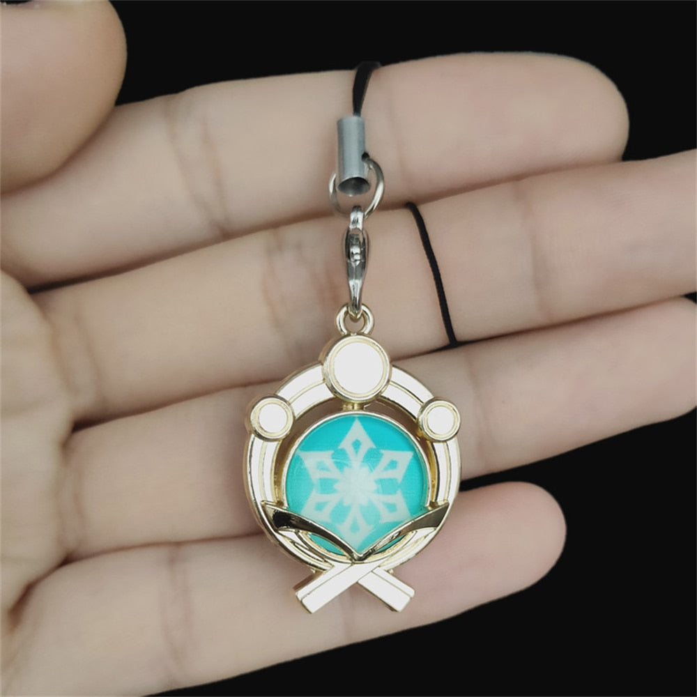 Game Genshin Impact Keychain Luminous 7 Element Double-Side Glass Pendant Weapons Eye Of Original Keyring Phone Charms Souvenir - Charlie Dolly
