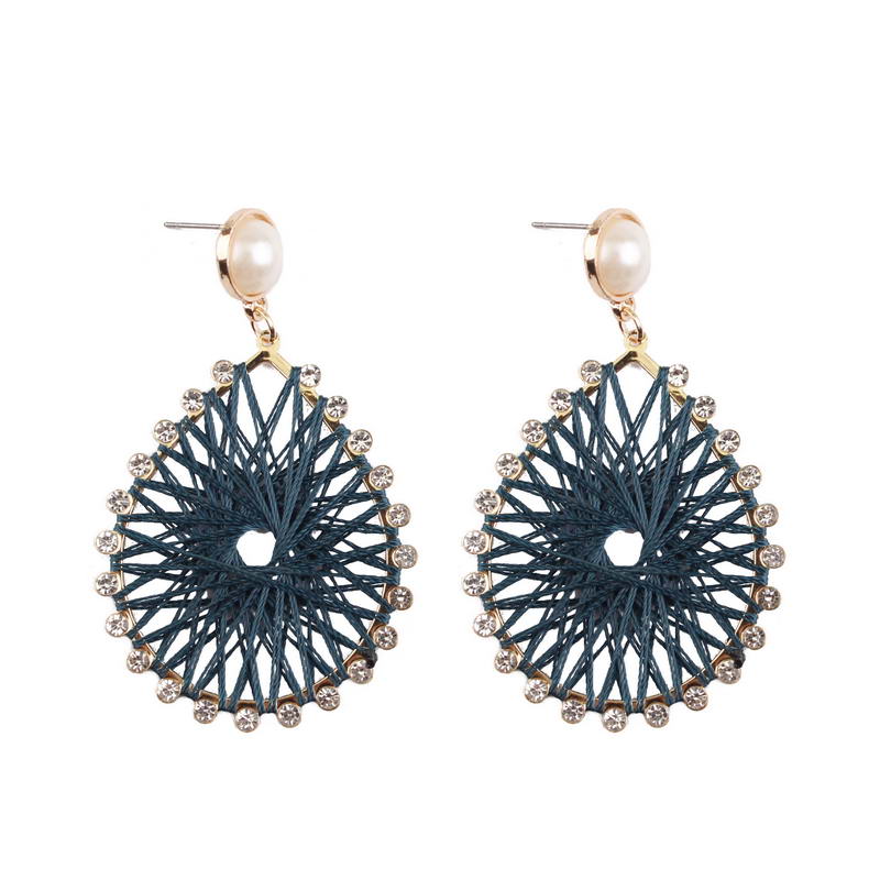 Pave Crystals Twisted Knitted Lace Pearls Beaded Studs Teardrop Dangle Drop Earrings for Women Trendy Chic Jewelry Wholesale - Charlie Dolly