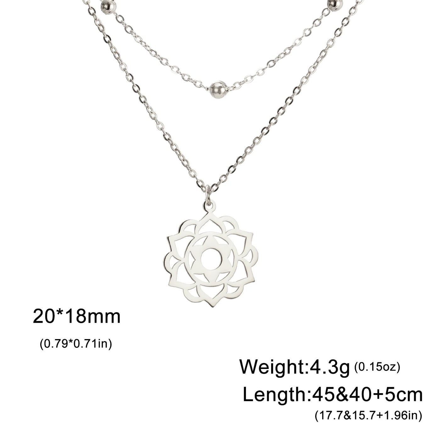 Yoga Lotus & Flower of Life Pendant Necklace, Stainless Steel Chakra Healing Amulet