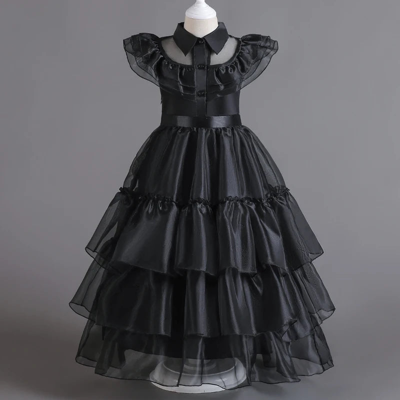Wednesday Addams Costumes for Girls 2023 Movie Wednesday Mesh Dress Halloween Carnival  Gothic Winds Party Dress Up for 3-10 Yrs - Charlie Dolly