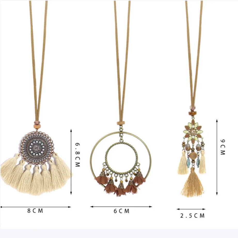 Long Flower Pendant Tassel Sweater Chain Necklace Jewelry