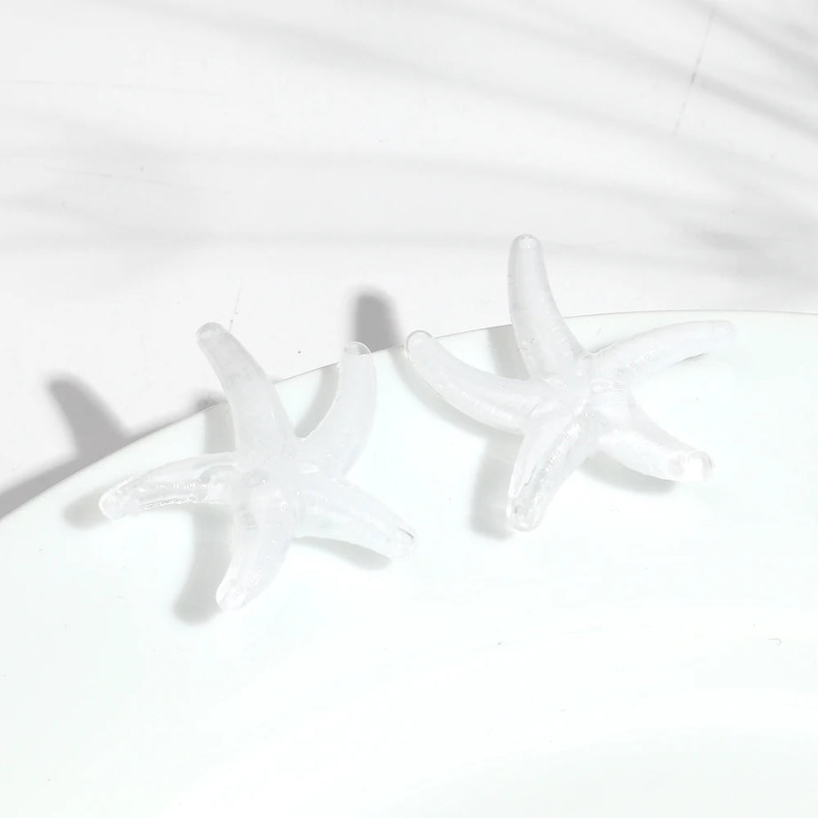 Marble Starfish Shell Stud Earrings
