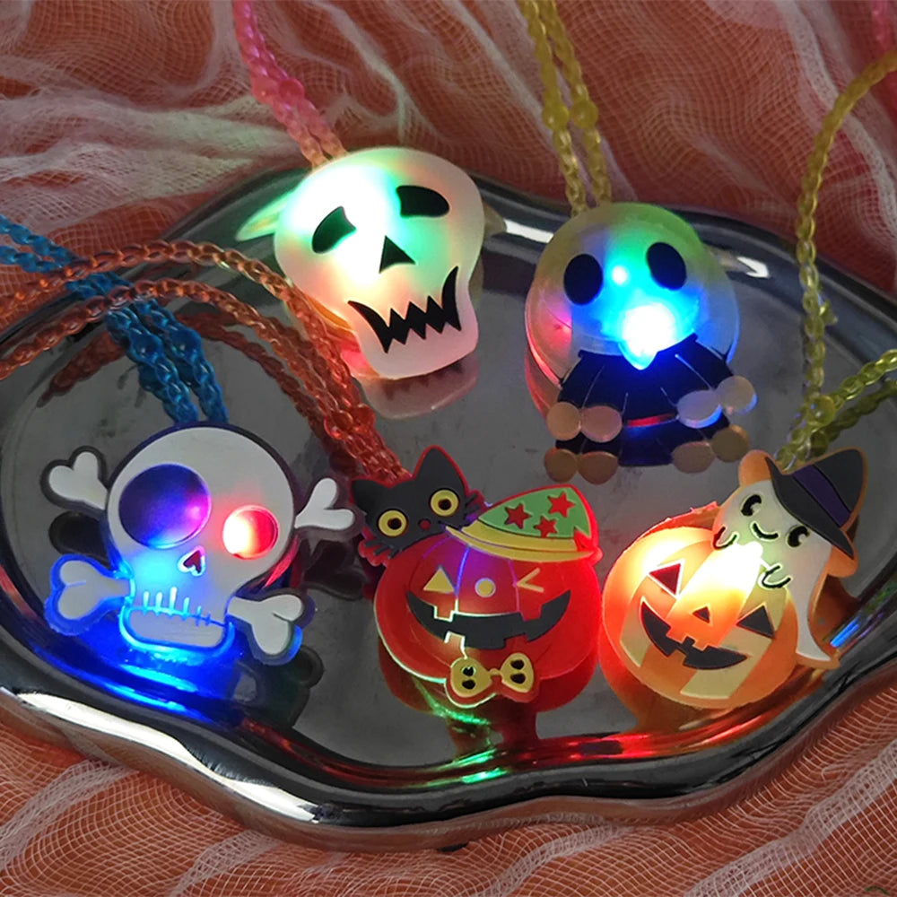 2024 Halloween LED Light-emitting Necklaces for Women Glowing Pendant Toys Children Flash Necklace Halloween Party Decorations - Charlie Dolly