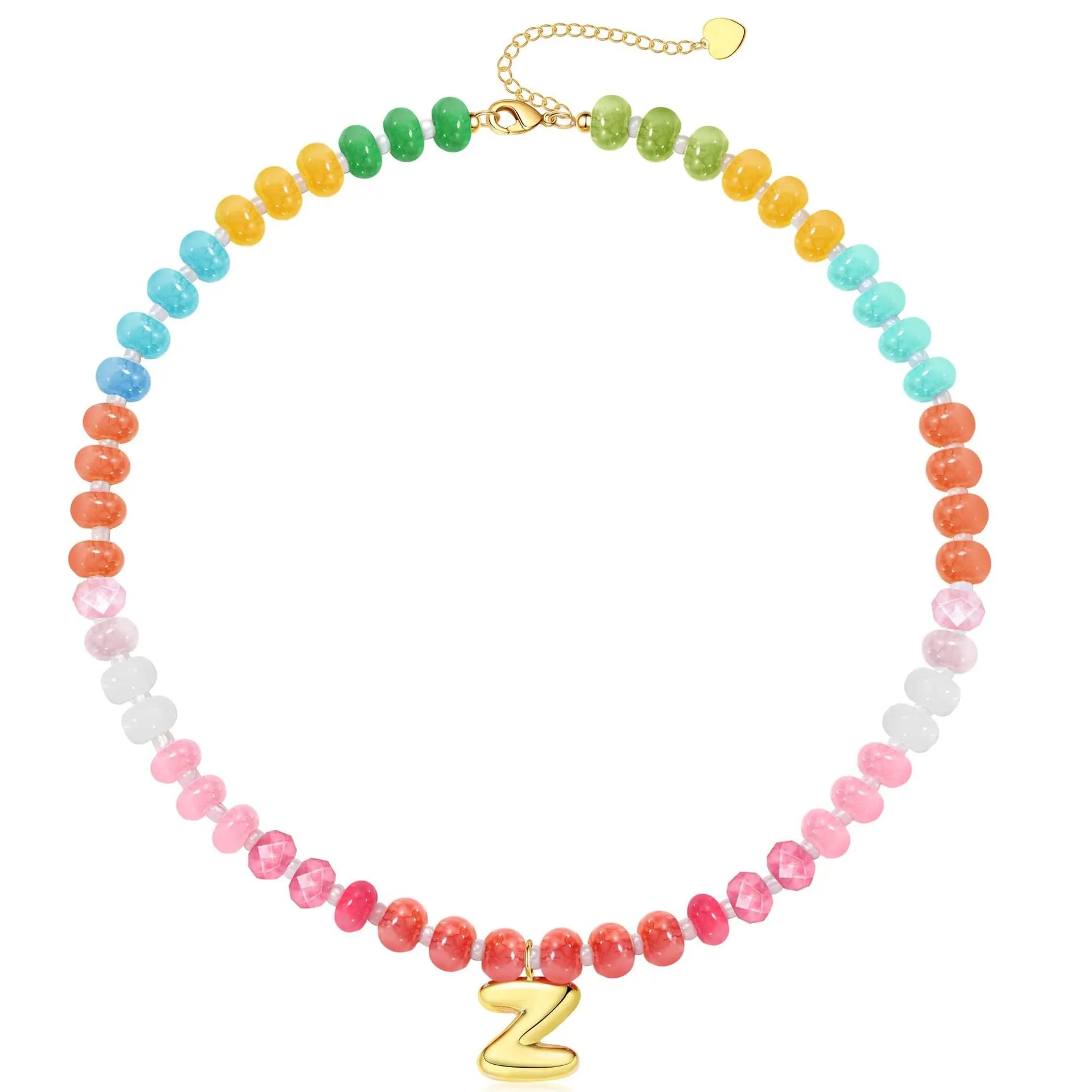 Initial Letter Stone Bead Choker