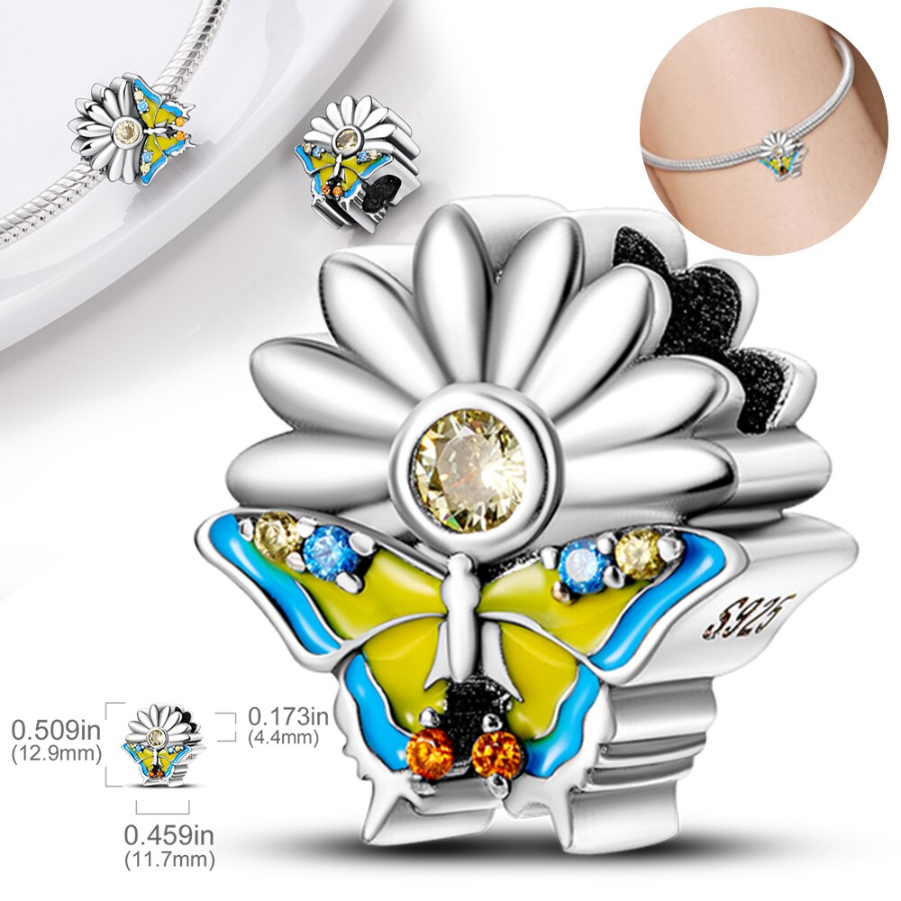 Rainbow Sunflower Pendant 925 Sterling Silver Charm Bead Fit Original Brand Bracelet Necklace For Women Pendant Jewelry Gift - Charlie Dolly