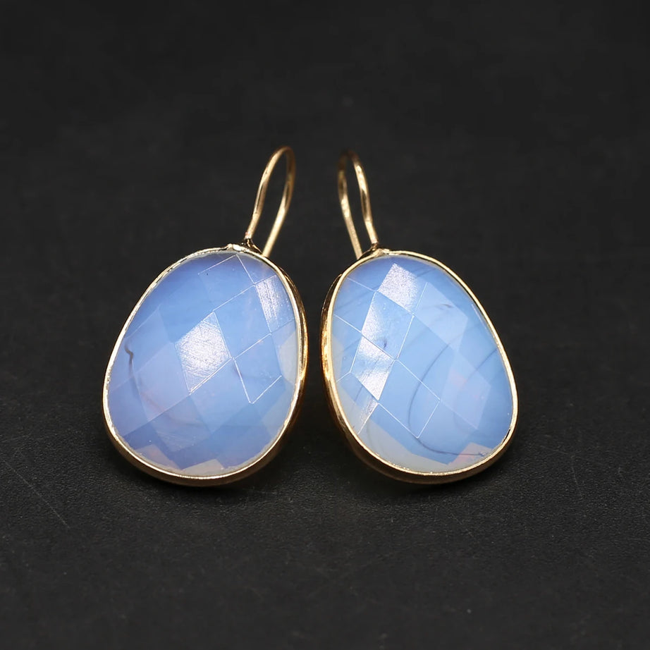 Hot Sale Natural Stone Lapis Lazuli Pink Crystal Faceted Dangle Earring Reiki Eardrop Women Hook Dangle Earrings Party Jewelry - Charlie Dolly