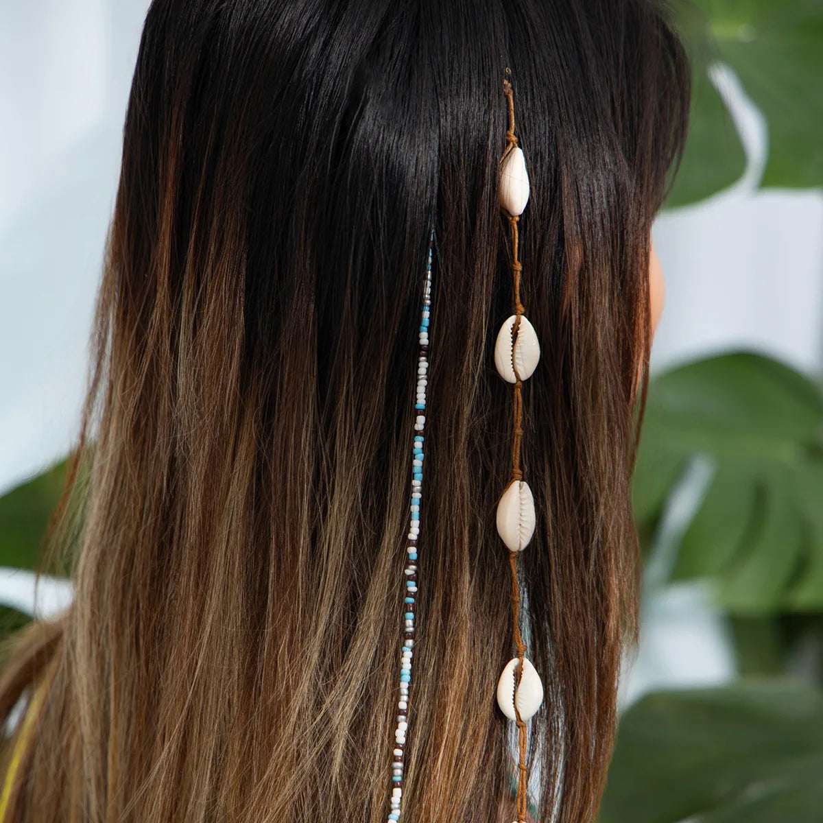 Festival Hair Extension Shell Bead Strands Waterproof Coating Boho Mermaid Core Dreadlock Jewelry for Braids