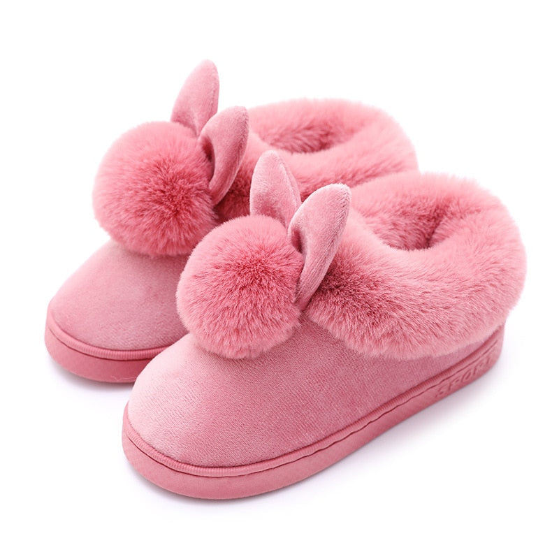 FONGIMIC Slippers For Women Winter Warm Cotton Slippers Ladies Winter Velvet Home Floor Thick Bottom Cartoon House leisure Shoes