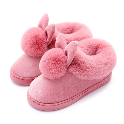 FONGIMIC Slippers For Women Winter Warm Cotton Slippers Ladies Winter Velvet Home Floor Thick Bottom Cartoon House leisure Shoes