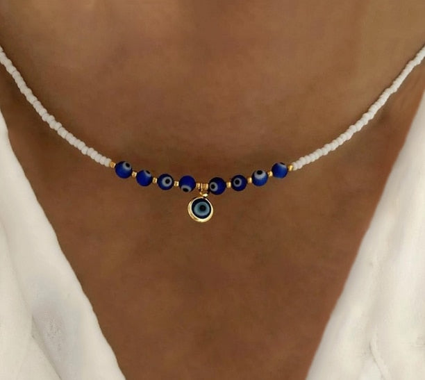 Handmade Geometric turquoise shell Irregular Natural Stone Necklace for Women Beaded Chain Chokers Wholesale Jewelry Bijoux - Charlie Dolly