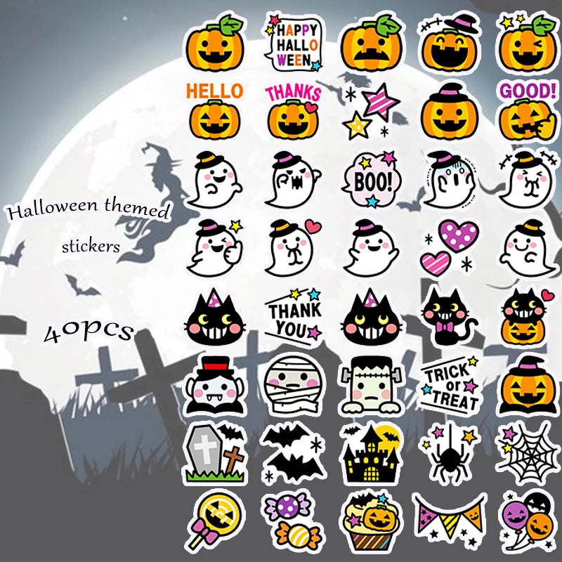 40pcs Stickers Pumpkin Ghost Skull Spider Notebooks, Laptop Holiday Party Halloween  Stickers For Teens Girls Boys Kids - Charlie Dolly