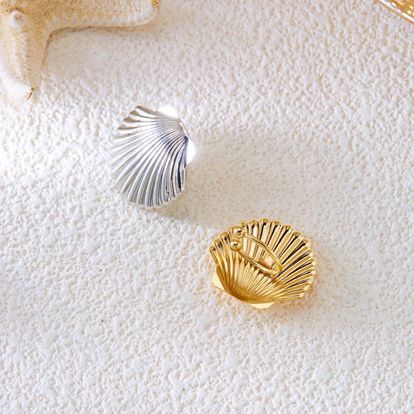 Starfish Shell Conch Ear Clip Earrings Jewelry