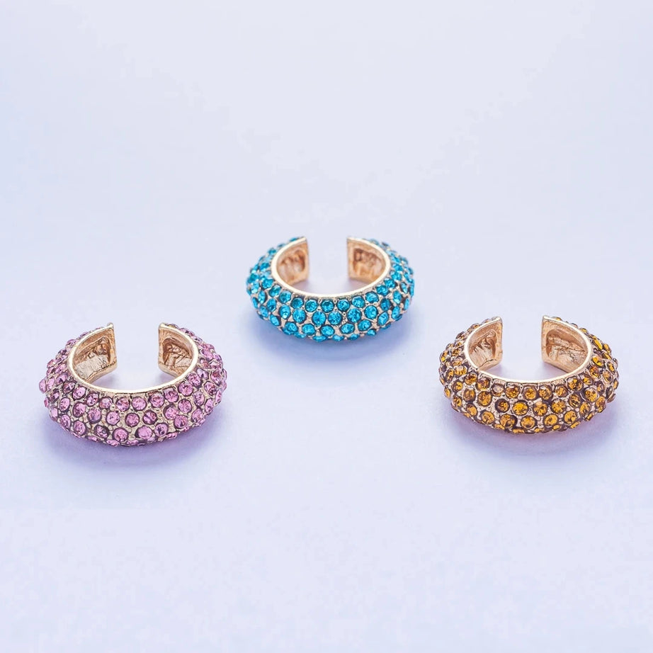 Colorful Crystal C Shape Ear Cuff Earrings Jewelry